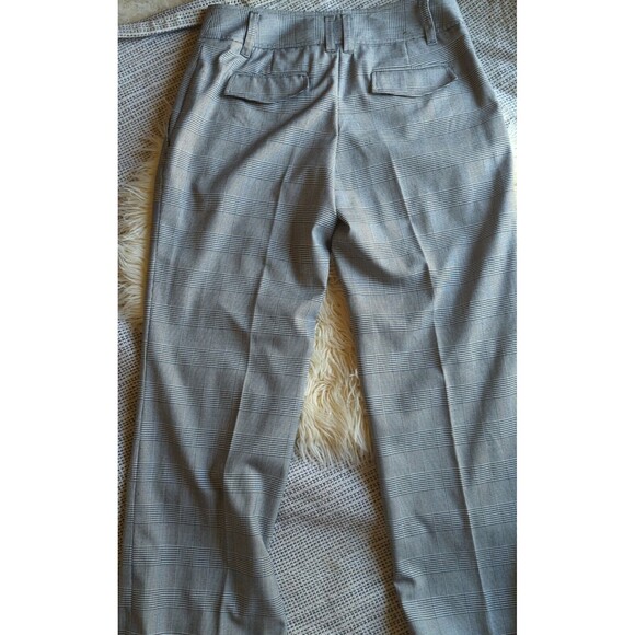 Michael Kors 4 Black & White Plaid Straight Fit Wide Leg Dress Pants Classic - Picture 8 of 9